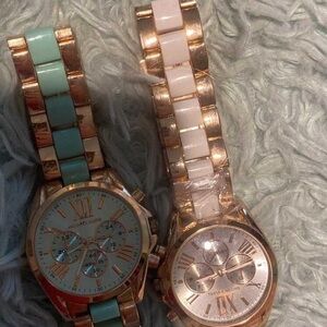 Michael Kors Rose Gold Watches - Mint and White